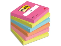 Notes post-it poptimistic format 76 x 76 mm 100 feuilles lot 6 blocs coloris assortis