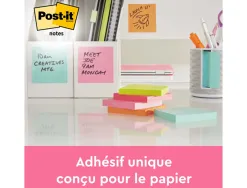 Notes post-it poptimistic format 76 x 127 mm 100 feuilles lot 6 blocs