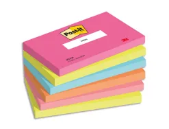 Notes post-it poptimistic format 76 x 127 mm 100 feuilles lot 6 blocs