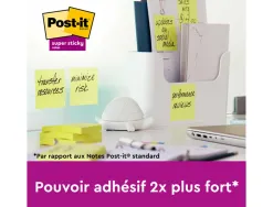 Notes post-it super sticky jaunes format 76 x 127 mm 90 feuilles lot 6 blocs