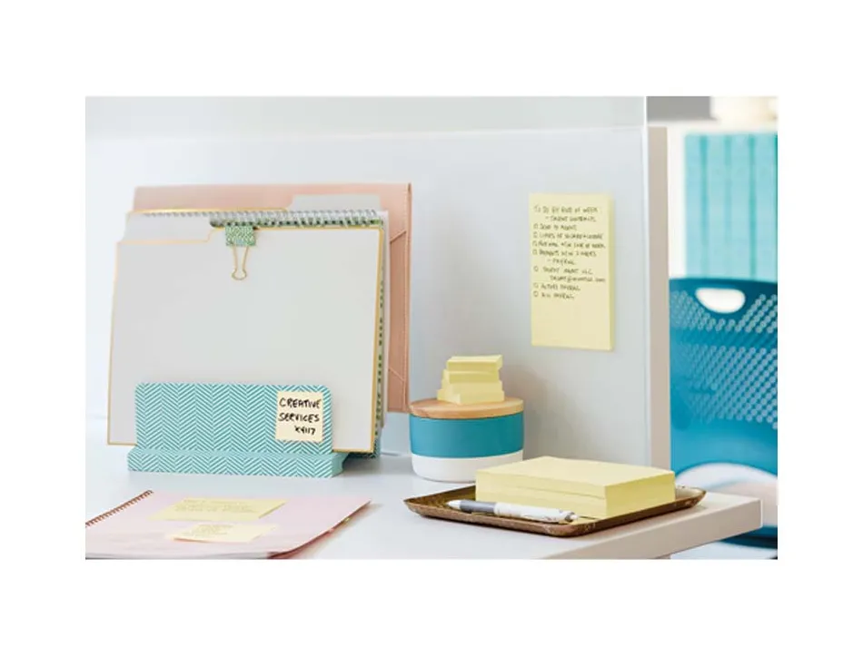 Notes post-it super sticky jaunes format 76 x 127 mm 90 feuilles lot 6 blocs