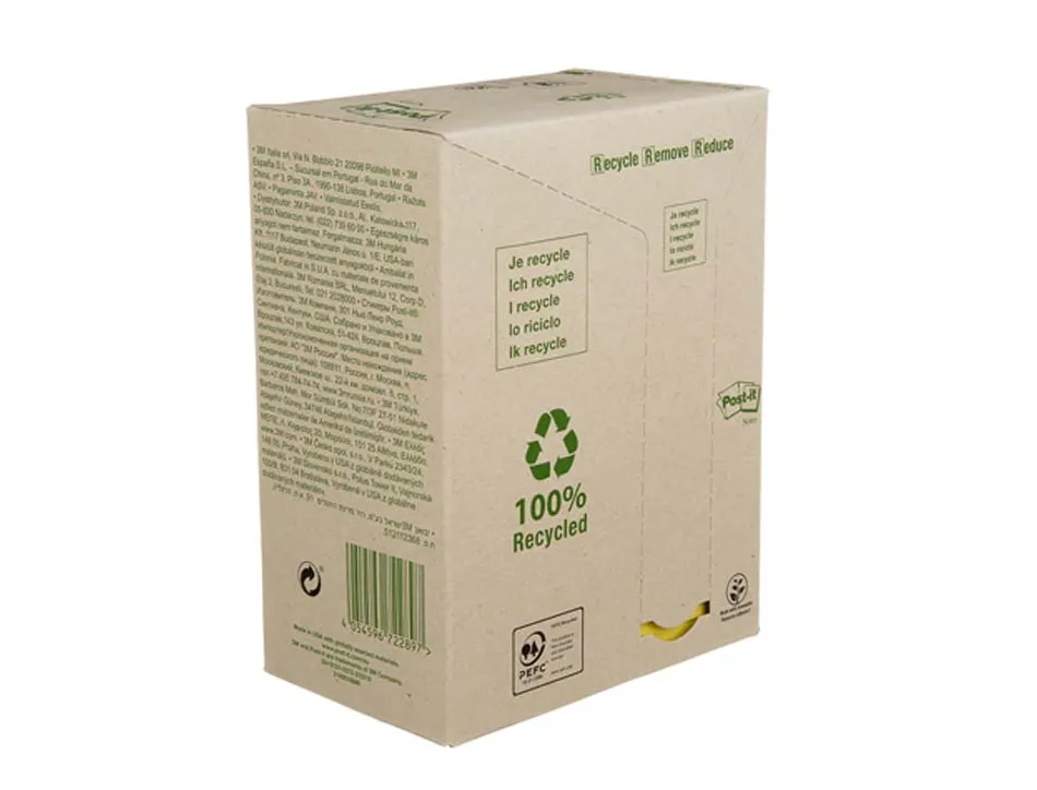 Notes repositionnables post-it jaunes format 76 x 127 mm bloc 100 feuilles tour 16 blocs