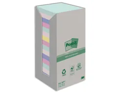 Notes repositionnables post-it recyclées jaunes format 76 x 76 mm 100 feuilles pack 24 blocs