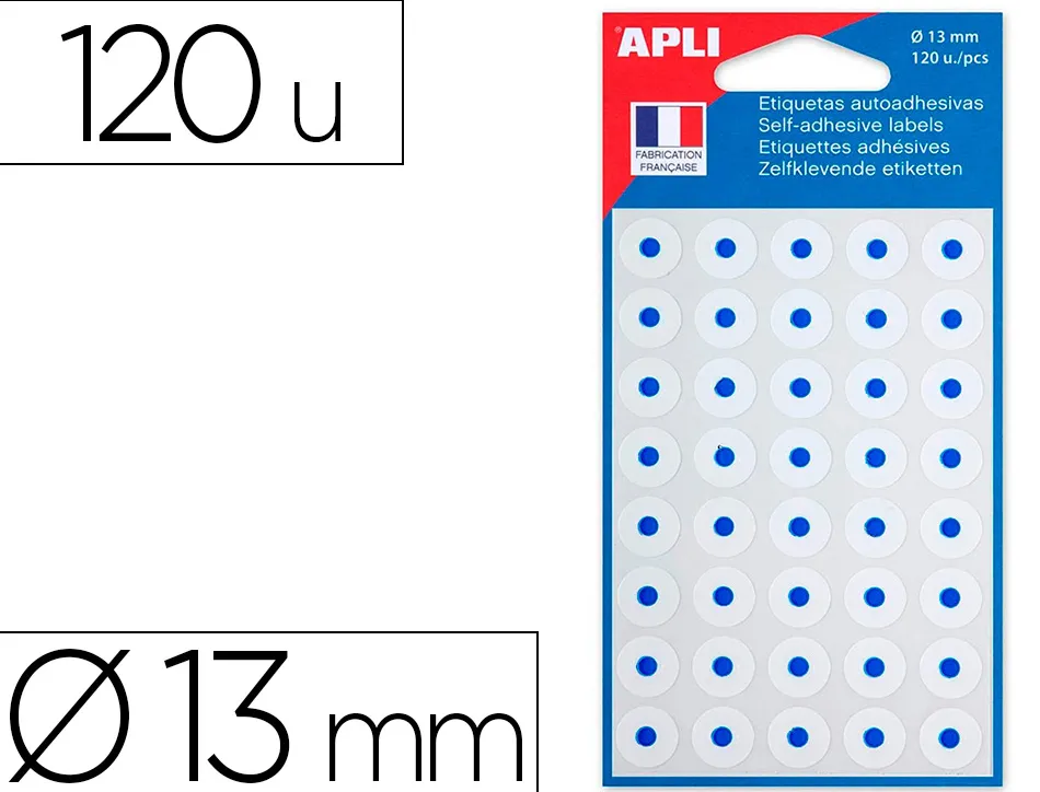 Oeillet adhésif apli agipa format 13mm renforcement documents perforés pochette 120 unités