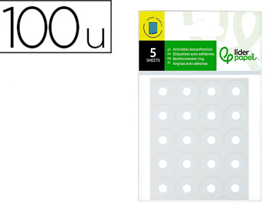 Oeillet adhésif liderpapel conservation feuille perforée étui 5f 100 unités