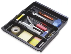 Organisateur tiroir exacompta drawinsert écoblack polystyrène coulissant 4 ailettes amovibles 298x246x36mm coloris noir