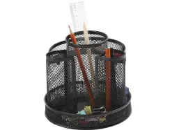 Organiseur bureau q-connect rotatif maille métallique 8 compartiments diam. 165x160mm coloris noir
