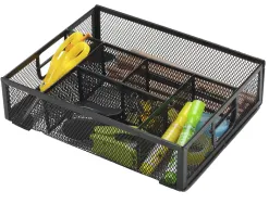 Organiseur bureau q-connect maille métallique 6 compartiments 235x183x65mm coloris noir