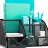 Organiseur bureau q-connect maille métallique 5 compartiments et 1 tiroir 220x140x130mm coloris noir