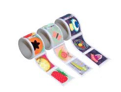 Pack 425 timbres sodertex adh sifs rouleau bons points + cartable 2,5 mmx5m 3 rouleaux assortis