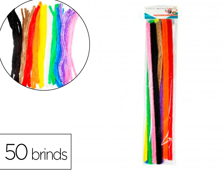 Pack chenilles sodertex 20mmx500mm 50 brins 10 coloris assortis