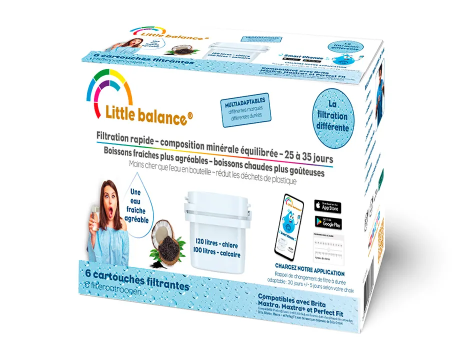 Pack de 6 cartouches filtrantes 120l. chlore 100 l. calcaire