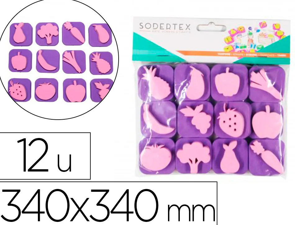 Pack de 12 mini tampons en mousse eva sodertex theme au bon marche diam. 340mm
