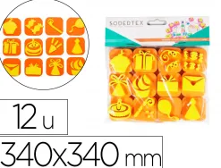 Pack de 12 mini tampons en mousse eva sodertex theme c'est la fete diam. 340mm