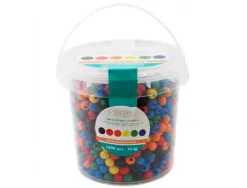Pack perles sodertex en bois colorea - 10 mm - 1000 pcs - 530g - 6 coloris