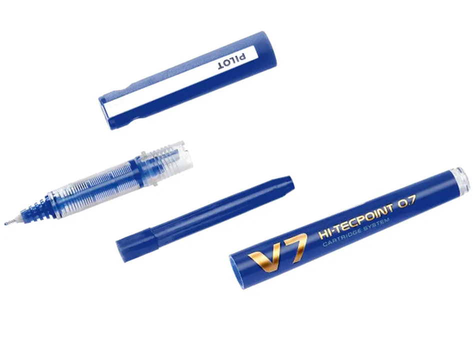 Pack pilot v7 10 rollers encre liquide rechargeables pointe moyenne 10 sets de 3 recharges 5 offertes coloris