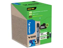Pack pilot v-board master 10 marqueurs effacables a sec pointe conique moyenne 10 recharges 5 offertes coloris noir