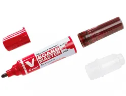 Pack pilot v-board master 10 marqueurs effacables a sec pointe conique moyenne 10 recharges 5 offertes coloris rouge