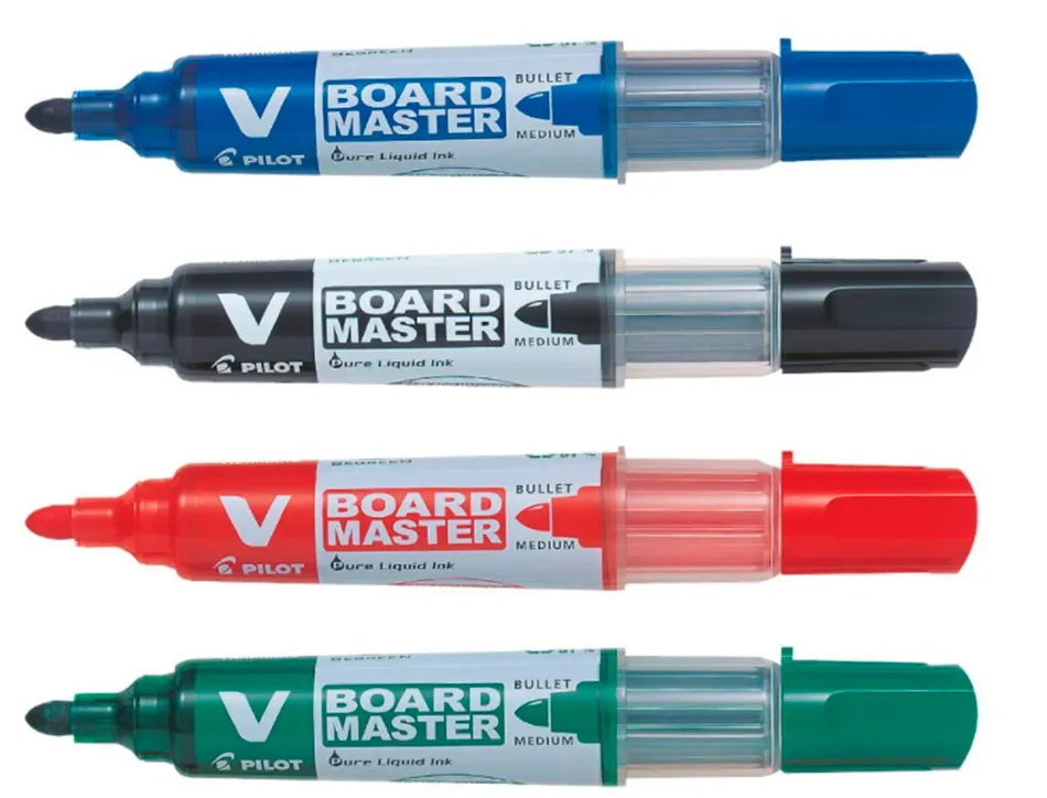 Pack pilot v-board master 10 marqueurs effacables a sec pointe conique moyenne 10 recharges 5 offertes assortis