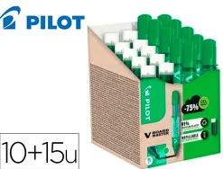 Pack pilot v-board master 10 marqueurs effacables a sec pointe conique moyenne 10 recharges 5 offertes coloris vert