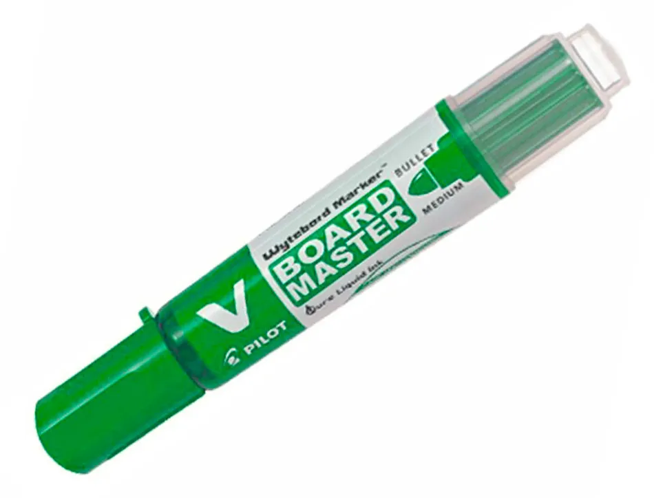 Pack pilot v-board master 10 marqueurs effacables a sec pointe conique moyenne 10 recharges 5 offertes coloris vert