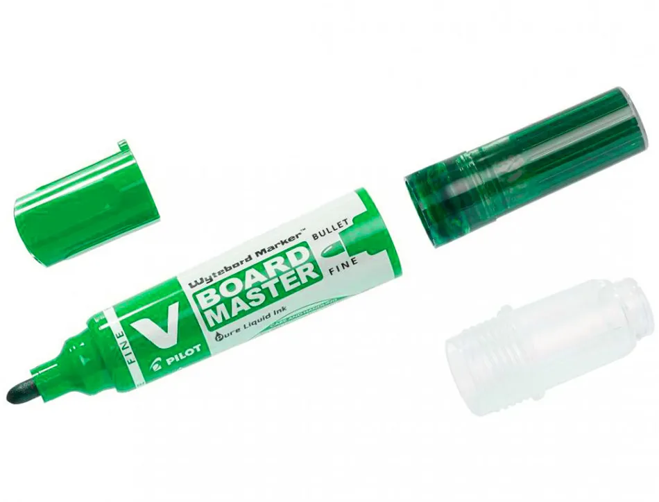 Pack pilot v-board master 10 marqueurs effacables a sec pointe conique moyenne 10 recharges 5 offertes coloris vert