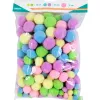 Pack pompons sodertex pastel polyester - 3 tailles - 200 pcs - 5 coloris