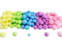 Pack pompons sodertex pastel polyester - 3 tailles - 200 pcs - 5 coloris