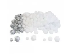 Pack pompons sodertex white - 3 tailles - 200 pcs - 2 coloris
