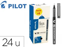 Pack roller pilot v5 pointe aiguille 0.5 mm avec regulateur d encre 16 + 4 offerts coloris noir
