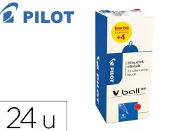 Pack roller pilot v-ball pointe conique 0.7 mm avec regulateur d encre 16 + 4 offerts coloris rouge
