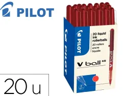 Pack roller pilot v-ball pointe conique 1.5 mm 16 + 4 offerts coloris rouge