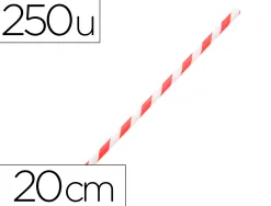 Paille en papier biodegradable coldis diametre 6mm longueur 20cm coloris rouge/blanc boite 250 unites