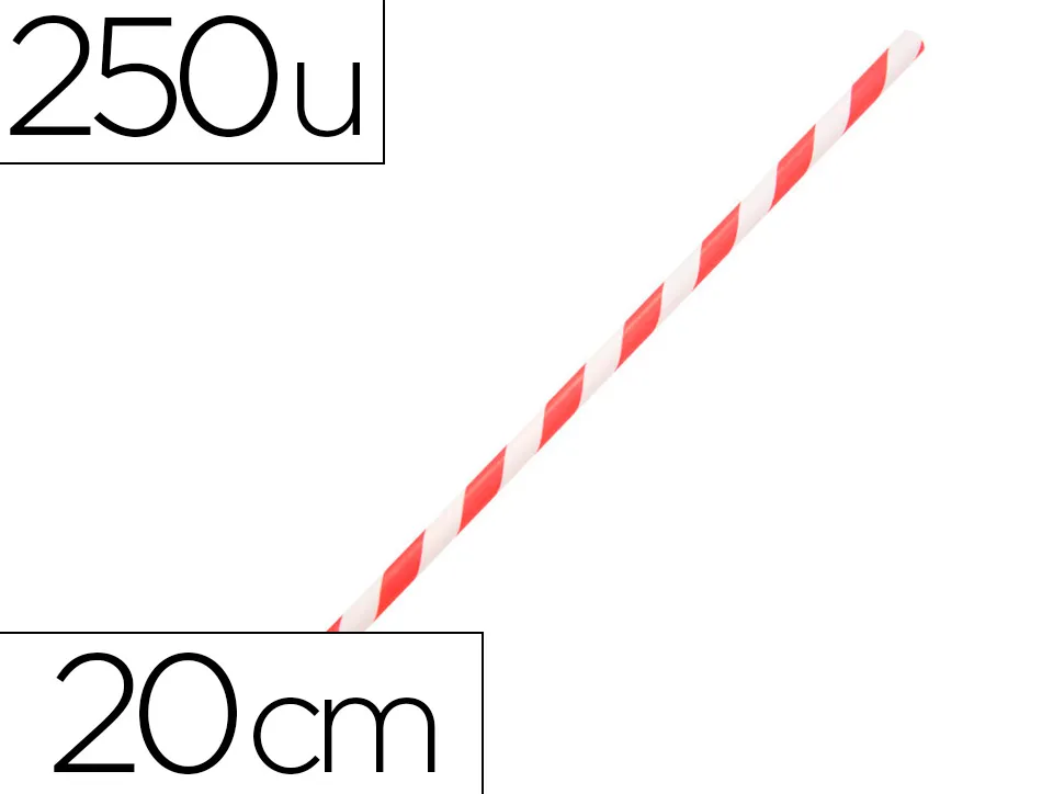 Paille en papier biodegradable coldis diametre 6mm longueur 20cm coloris rouge/blanc boite 250 unites