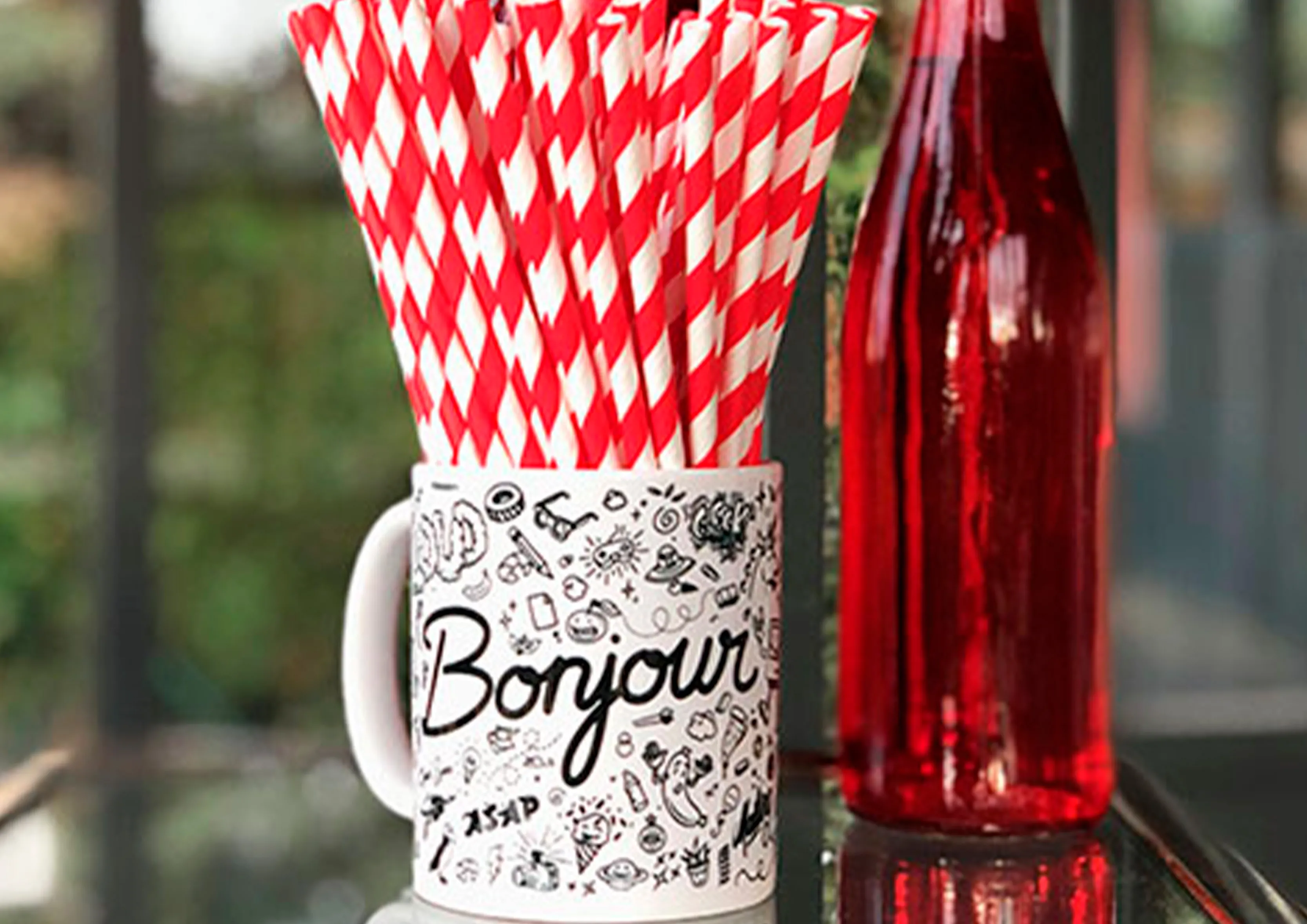 Paille en papier biodegradable coldis diametre 6mm longueur 20cm coloris rouge/blanc boite 250 unites
