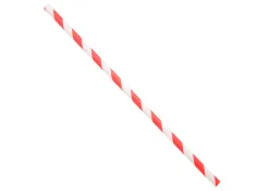 Paille en papier biodegradable coldis diametre 6mm longueur 20cm coloris rouge/blanc boite 250 unites