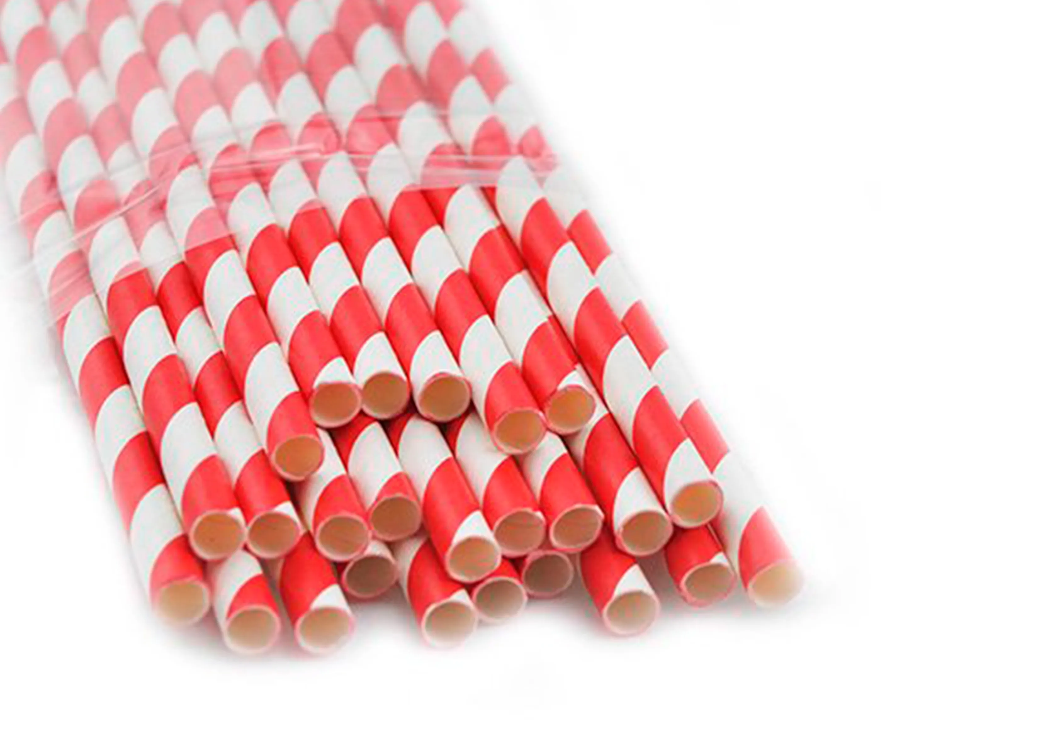 Paille en papier biodegradable coldis diametre 6mm longueur 20cm coloris rouge/blanc boite 250 unites