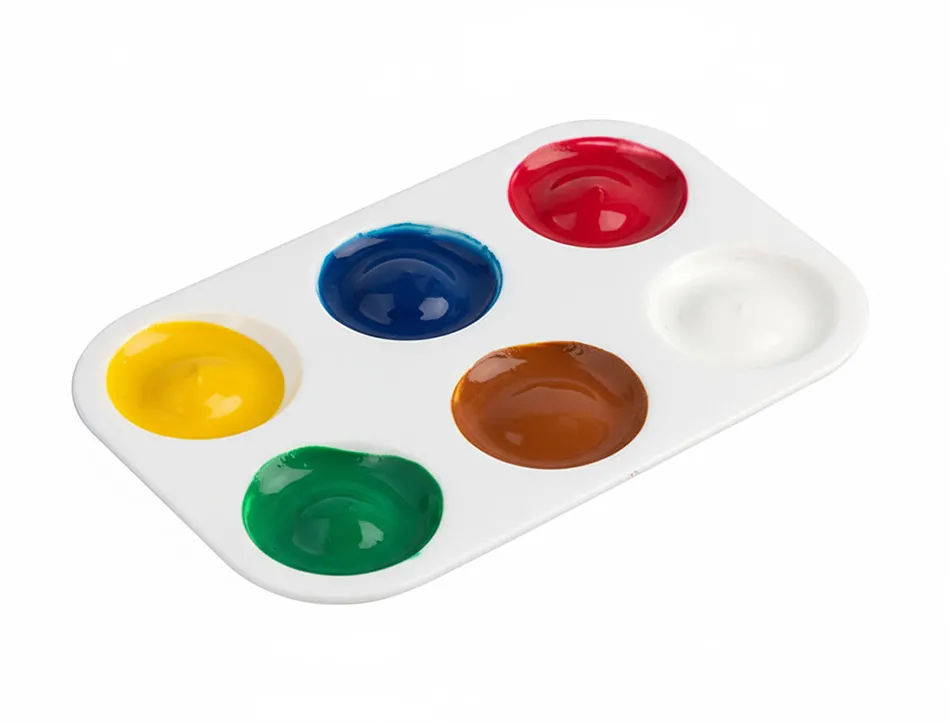 Palette de melange liderpapel en plastique pour peinture rectangulaire avec 6 trous 12,5x8,7 cm