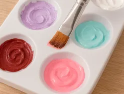 Palette de melange liderpapel en plastique pour peinture rectangulaire avec 6 trous 12,5x8,7 cm