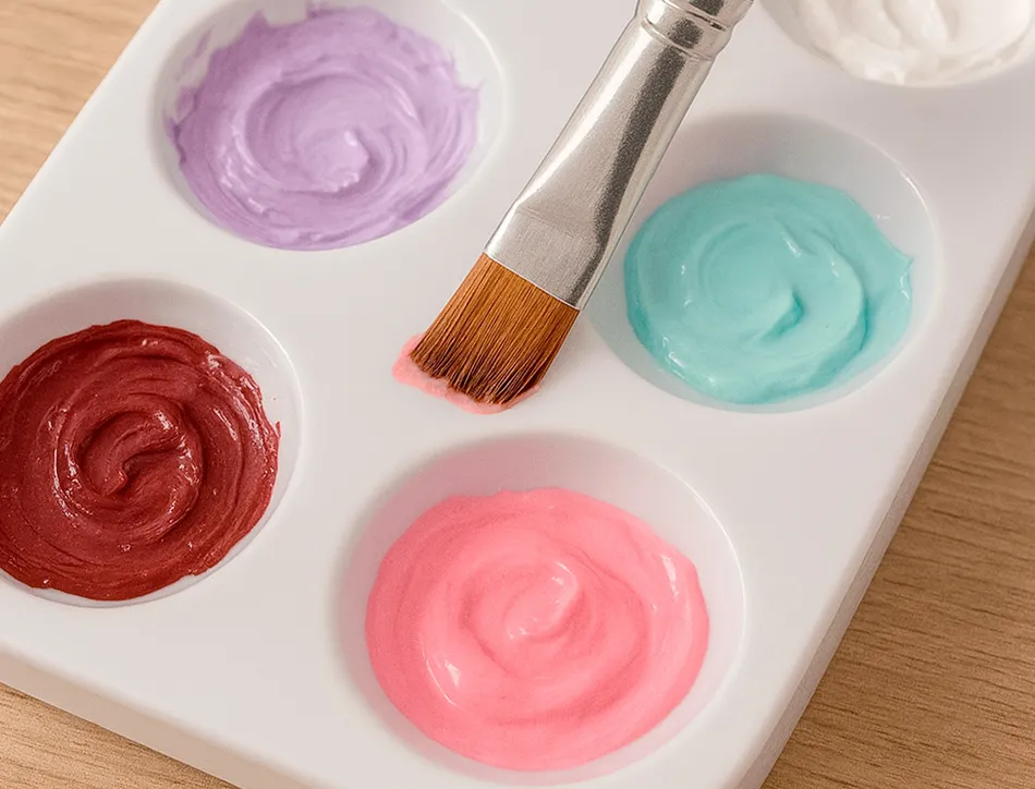 Palette de melange liderpapel en plastique pour peinture rectangulaire avec 6 trous 12,5x8,7 cm