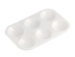 Palette de melange liderpapel en plastique pour peinture rectangulaire avec 6 trous 12,5x8,7 cm