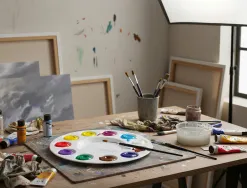 Palette de melange liderpapel en plastique pour peinture ronde avec 10 trous 17 cm