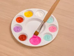 Palette de melange liderpapel en plastique pour peinture ronde avec 10 trous 17 cm
