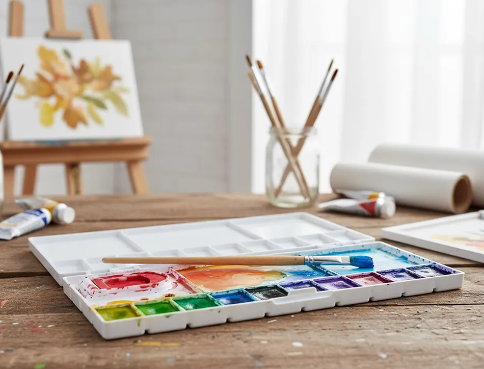Palette de melange liderpapel en plastique pour peinture pliable 20x10x1,8 cm