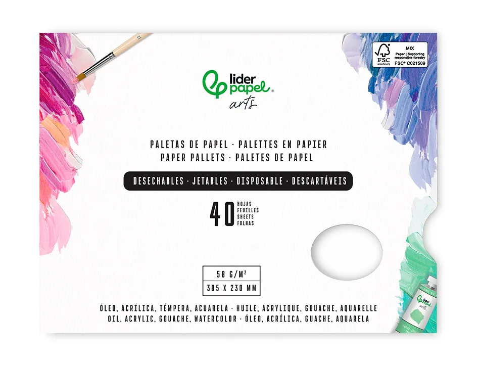 Palette jetable pour melange liderpapel en plastique pour peinture 40 feuilles 58g/m2