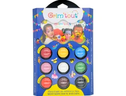 Palette maquillage oz international carnaval grim'tout contient 1 éponge 1 pinceau 1 guide 9 coloris assortis
