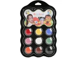 Palette maquillage oz international carnaval grim'tout contient 1 éponge 1 pinceau 1 guide 9 coloris assortis