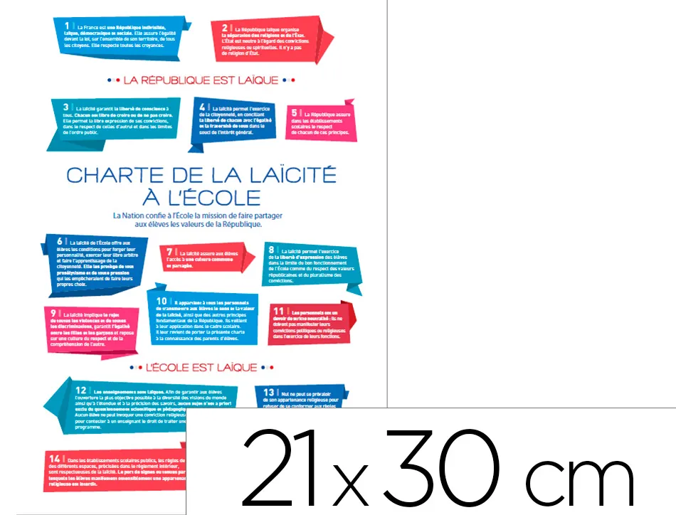 Panneau affichage aluminium signaletique biz charte de la laicité a l'ecole 21x30cm