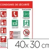 Panneau consignes de securite pvc souple incendie accident evacuation 40x30cm blanc rouge