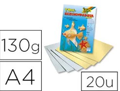 Papier à dessin teinté folia din a4 130g/m2 coloris or et argent bloc de 10 unités